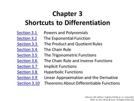 Chapter 3 Shortcuts to Differentiation