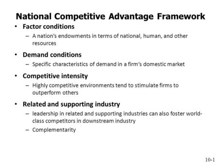 National Competitive Advantage Framework
