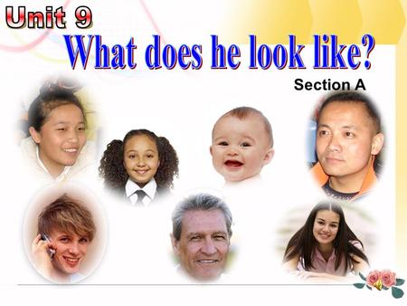 Section A A: What does he look like? B: He is … short tall of medium height [`mi:diəm][hait] height 身高 [tɔ:l][tɔ:l]
