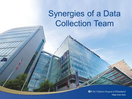 Synergies of a Data Collection Team. CHOP PICU VPS TEAM 55 BED PICU 3600 – 3700 Discharges per year 300 Cases per month 4 Medical Teams TEAM 7.4 FTEs.