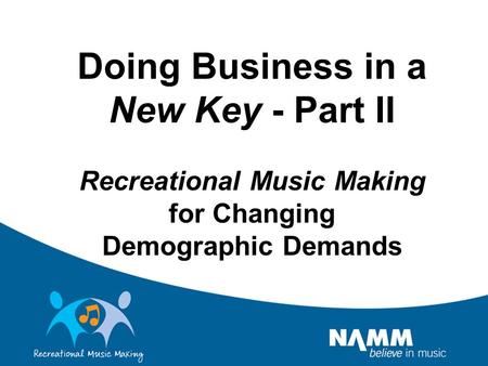 Doing Business in a New Key - Part II Recreational Music Making for Changing Demographic Demands.