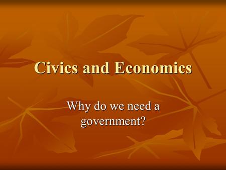 Why do we need a government?
