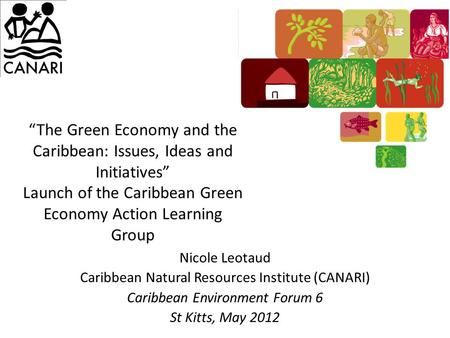 “The Green Economy and the Caribbean: Issues, Ideas and Initiatives” Launch of the Caribbean Green Economy Action Learning Group Nicole Leotaud Caribbean.