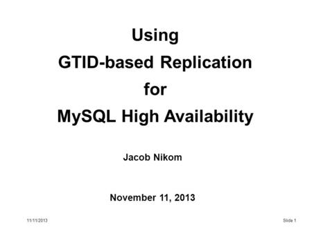 GTID-based Replication MySQL High Availability
