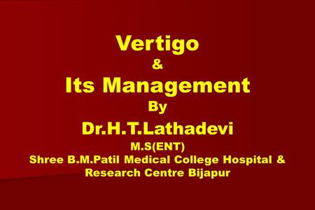 Vertigo Its Management