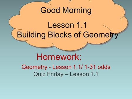 Lesson 1.1 Building Blocks of Geometry