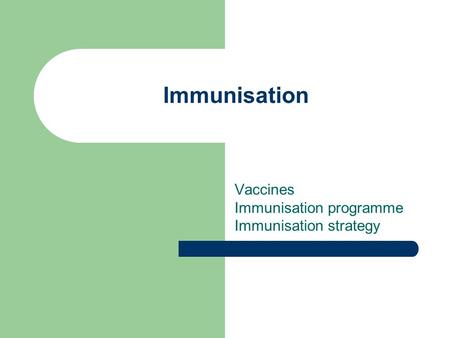 Immunisation Vaccines Immunisation programme Immunisation strategy.