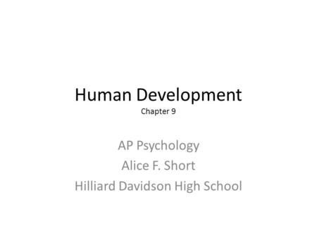 Human Development Chapter 9