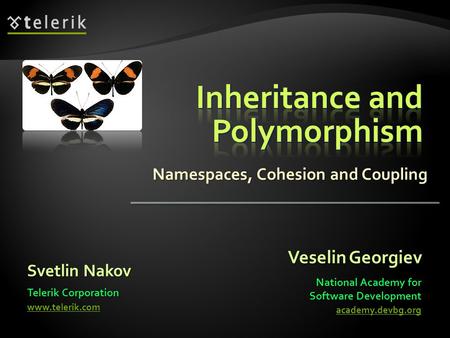 Namespaces, Cohesion and Coupling Veselin Georgiev National Academy for Software Development academy.devbg.org Svetlin Nakov Telerik Corporation www.telerik.com.