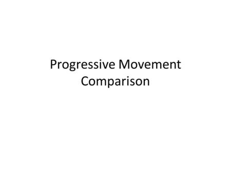 Progressive Movement Comparison. Populism Populism was a nationwide movement of rural Americans who felt that they had not benefited from the growth of.
