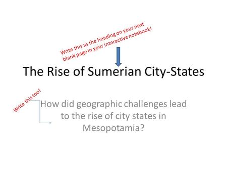 The Rise of Sumerian City-States