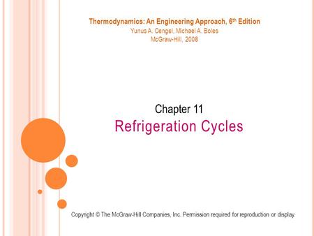 Chapter 11 Refrigeration Cycles