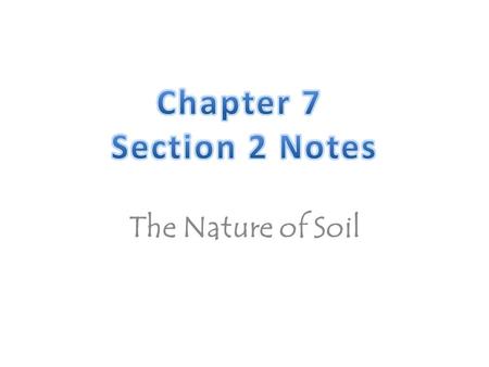 The Nature of Soil. Fact Finders Use your textbook, pages 188 - 194, to fill in the blanks. 1._______ is a mixture of weathered rock, decayed organic.
