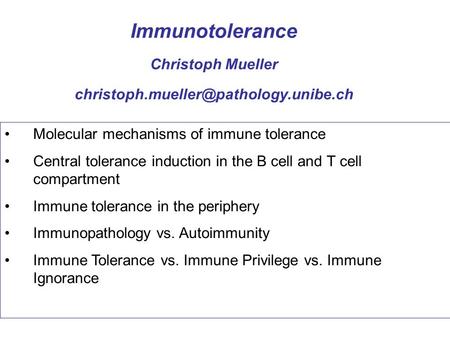 Immunotolerance Christoph Mueller