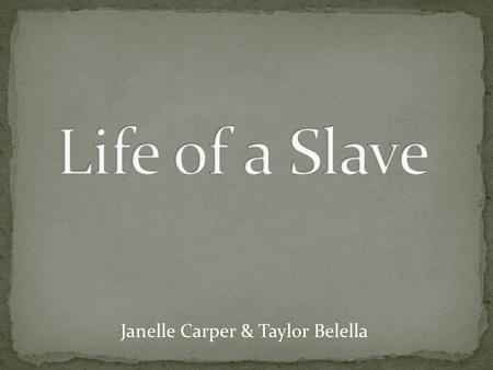 Janelle Carper & Taylor Belella. Lesson 1 Standards: SS.4.E.4 Examine and research how slavery and indentured servants influenced the early economy of.