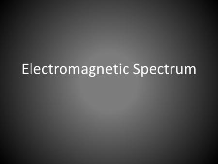 Electromagnetic Spectrum. Different forms of radiation arranged in order according to their wavelength. – Travels through space at 300,000 km/s or 186,000.