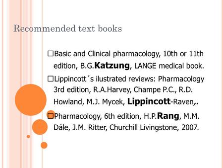 Recommended text books