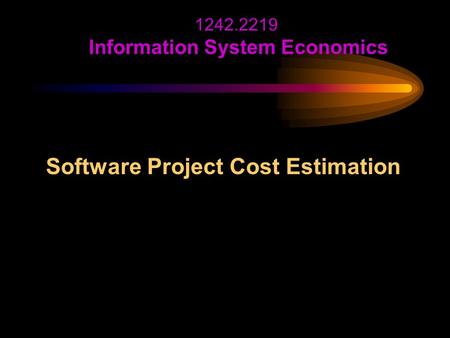 1242.2219 Information System Economics Software Project Cost Estimation.