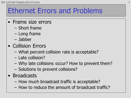 Ethernet Errors and Problems