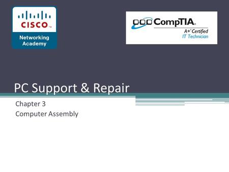 PC Support & Repair Chapter 3 Computer Assembly. Objectives After completing this chapter, you will meet these objectives: ▫ Open the case. ▫ Install.