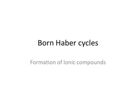 Formation of Ionic compounds