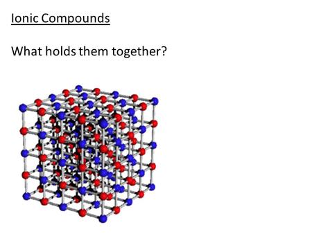 Ionic Compounds What holds them together?.