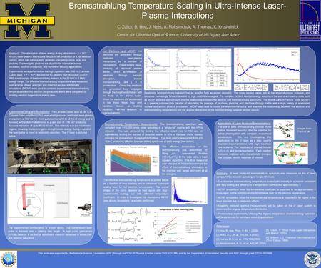 Bremsstrahlung Temperature Scaling in Ultra-Intense Laser- Plasma Interactions C. Zulick, B. Hou, J. Nees, A. Maksimchuk, A. Thomas, K. Krushelnick Center.