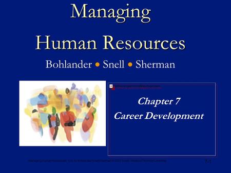 Managing Human Resources, 12e, by Bohlander/Snell/Sherman © 2001 South-Western/Thomson Learning 7-1 Managing Human Resources Managing Human Resources Bohlander.