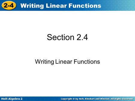 Writing Linear Functions