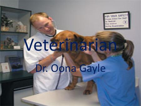 Veterinarian Dr. Oona Gayle. Background Information Went to North Carolina A&T for her biology degree Went to North Carolina State University for her.