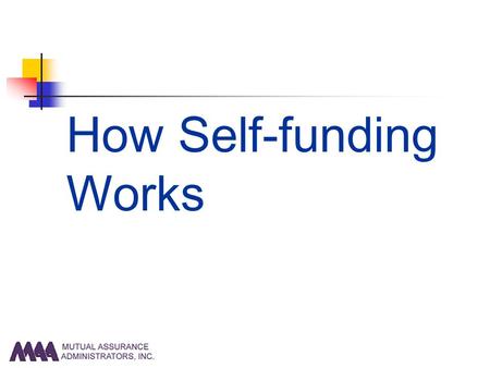 How Self-funding Works. Fully Insured 100% Non-refundable Premium Partial Self-funding Administration Stop Loss Premiums Potential Claims (Opportunity.