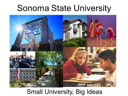 Sonoma State University Small University, Big Ideas.