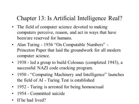 Chapter 13: Is Artificial Intelligence Real?