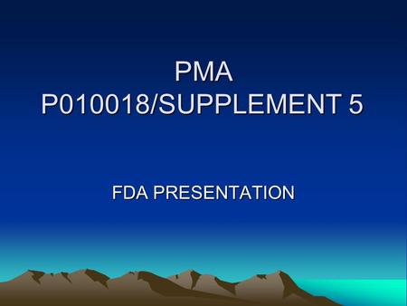PMA P010018/SUPPLEMENT 5 FDA PRESENTATION. Indication for Use Temporary induction of myopia (-1D to -2D) to improve near vision in the non- dominant eye.