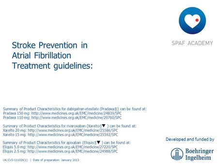 Stroke Prevention in Atrial Fibrillation Treatment guidelines: