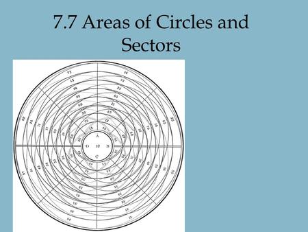 7.7 Areas of Circles and Sectors. Quick Review What is the circumference of a circle? What is the area of a circle? The interior angle sum of a circle.