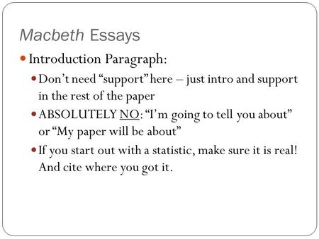 Macbeth Essays Introduction Paragraph: