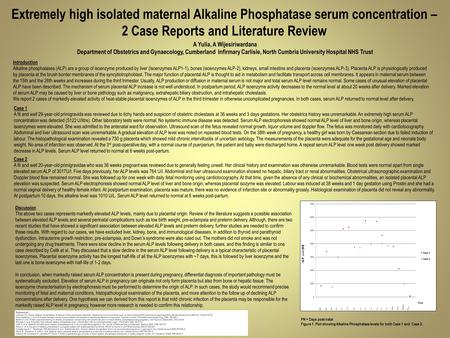 Extremely high isolated maternal Alkaline Phosphatase serum concentration – 2 Case Reports and Literature Review A Yulia, A Wijesiriwardana Department.