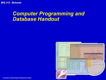 Computer Programming and Database Handout