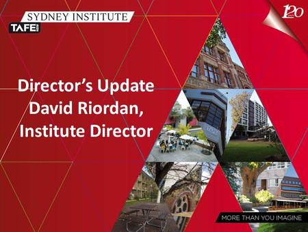 Director’s Update David Riordan, Institute Director.