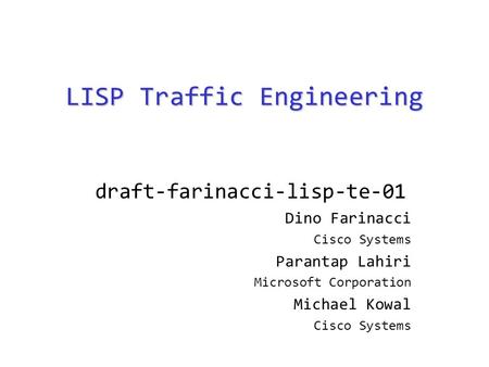 LISP Traffic Engineering