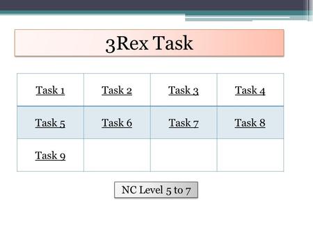 3Rex Task Task 1 Task 2 Task 3 Task 4 Task 5 Task 6 Task 7 Task 8