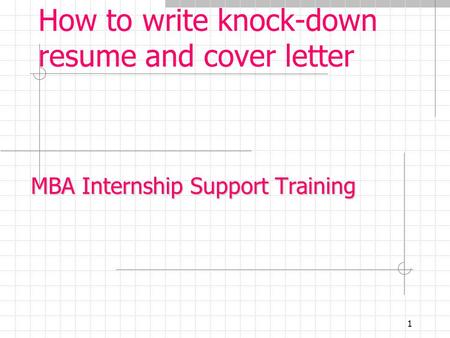 1 How to write knock-down resume and cover letter MBA Internship Support Training.
