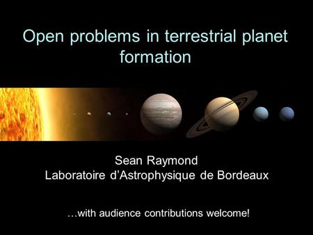 Open problems in terrestrial planet formation