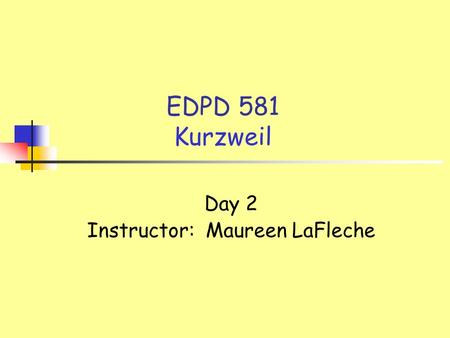 EDPD 581 Kurzweil Day 2 Instructor: Maureen LaFleche.