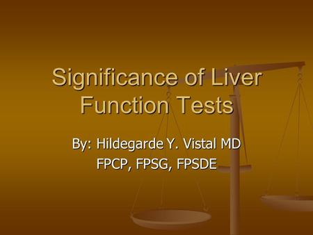 Significance of Liver Function Tests