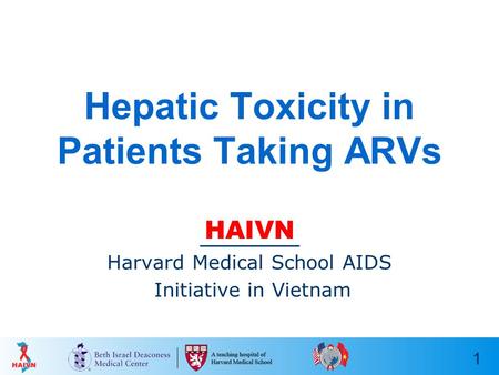 1 Hepatic Toxicity in Patients Taking ARVs HAIVN Harvard Medical School AIDS Initiative in Vietnam.