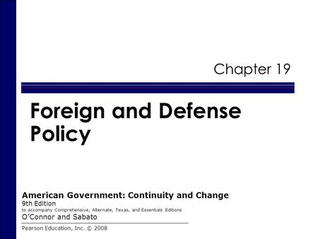 Foreign and Defense Policy