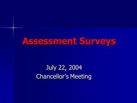 Assessment Surveys July 22, 2004 Chancellor’s Meeting.