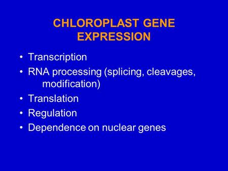 CHLOROPLAST GENE EXPRESSION
